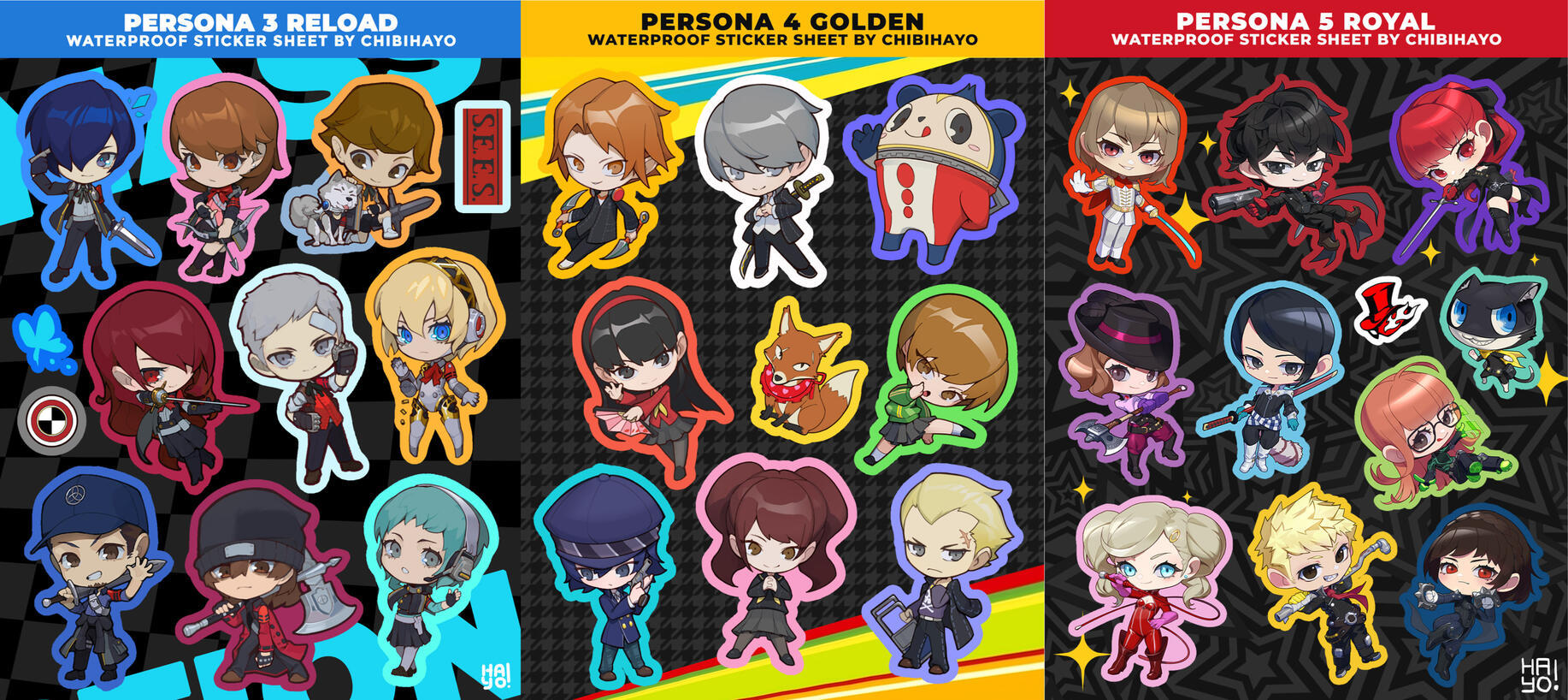 Persona 3,4, and 5 Sticker Sheets